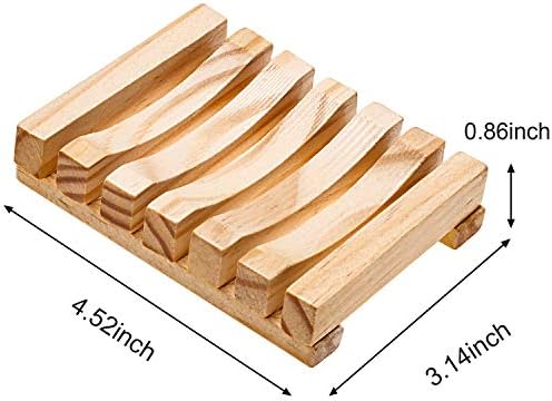 Honoson 5 Pcs Natural Wood Soap Dish Drain Tray for Shower Bath,Wooden - Image 2