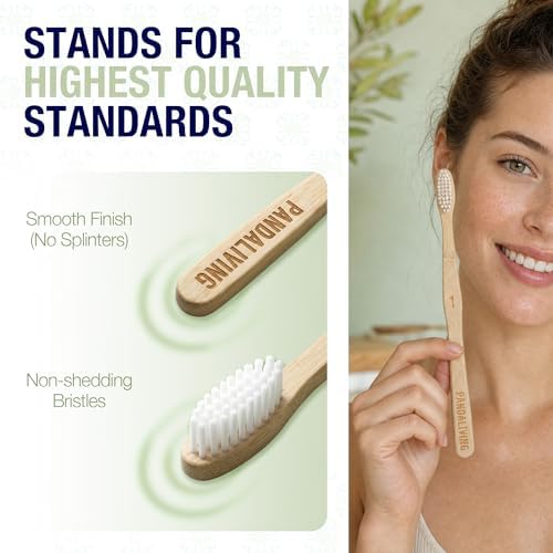 Bamboo Toothbrushes with Plant-Based Soft Bristles 6 Pack, Ergonomic Non-Slip Grip Toothbrushes, Eco-Friendly Wooden Natural Toothbrush - Image 4
