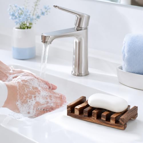 Wooden Soap Holder, Teak Soap Dish Wooden Sponge Holder for Kitchen Sink, Teak Shower Caddy Self Draining Dishes for Shower, Sink, Bathroom, Kitchen, Countertop, Bathtub, RV - Image 4