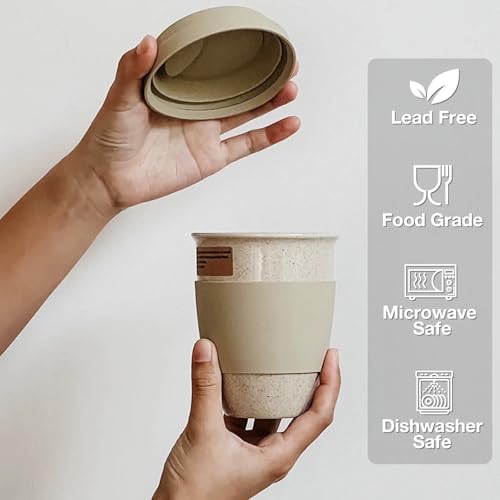 Gencywe Ceramic Travel Mugs with Silicone Lids, 15 oz Portable Coffee Mug Travel Unique To Go Mug, Reusable Coffee Cups with Non-Slip Sleeve, Cappuccino,Tea,Latte,Iced Coffee Cups, Dishwasher Safe - Image 3