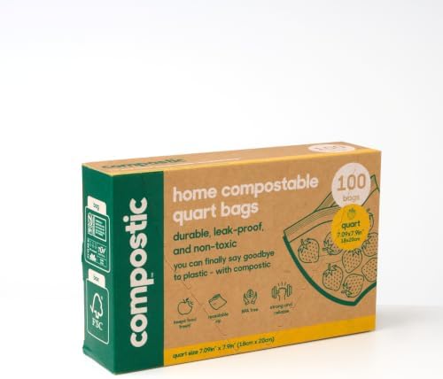 Compostic Compostable Quart Bags, 100 Ct, Zip-Seal by COMPOSTIC