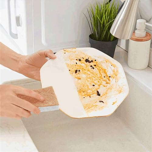 16 Pack Natural Cellulose Biodegradable Sponges, Non Scratch Kitchen Cleaning Sponge, Eco Friendly Coconut Fiber and Wood Cellulose Scrubber Sponge, Household Cleaning Sponges for Kitchen Dishwashing - Image 5