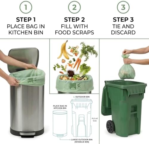 Compostable Trash Bags 6 Gallon, 50 Count Kitchen Food Waste Bags - Image 4