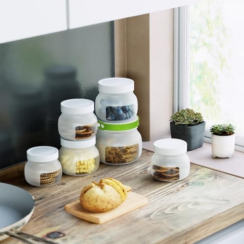 Collapsible Silicone Food Storage Jars with Airtight Lids - Vacuum Compression & Leakproof Design - 6-Piece Set - Microwave, Freezer & Dishwasher Safe - Space Saving Pantry Organization - Image 5