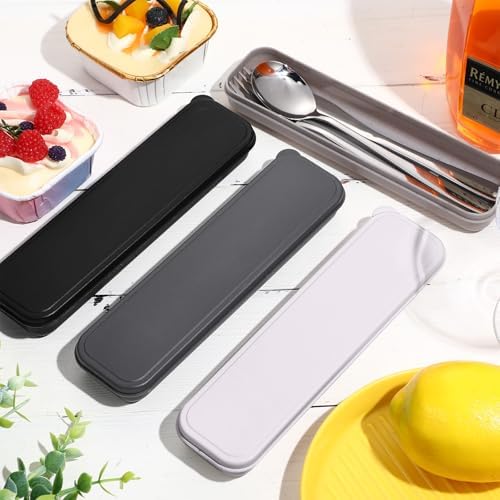 Yinkin 4 Pack Travel Silverware Set with Case for Lunch,Black - Image 3