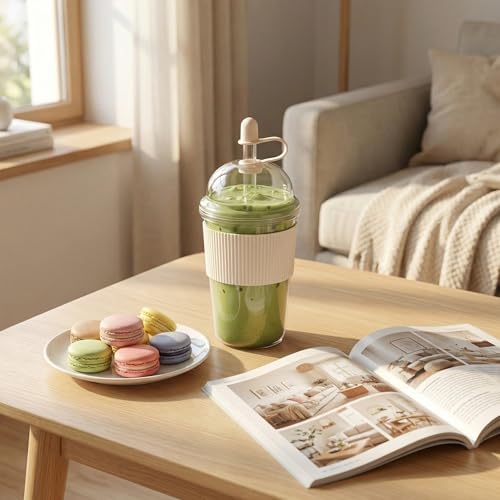 Reusable Iced Coffee Cups with Lids and Straws 17oz, Boba Cup with Straw, Tumbler with Silicone Sleeve for Cold Drinks, Iced Coffee, Bubble Tea ，White - Image 6