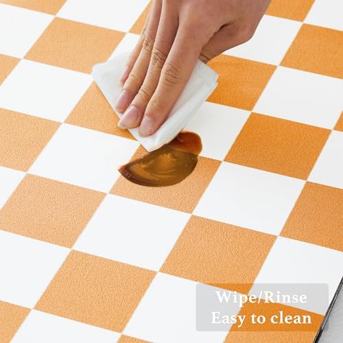 Ohocut Checkered Dish Drying Mat for Kitchen Counter, Coffee Bar Station Accessories, Retro Cute Fall Aesthetic Modern Absorbent Drainer Mat Kitchen Drying Mat Easy Clean, Orange 12" x 19" - Image 5