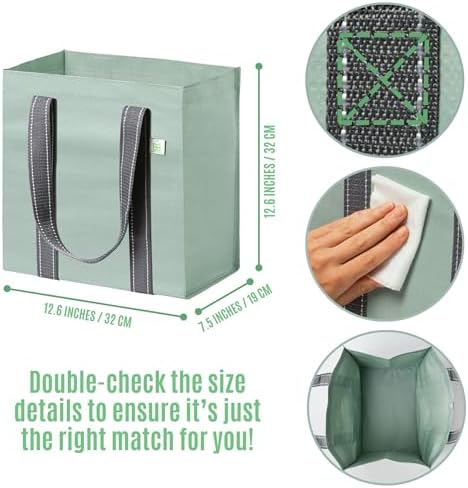 VENO 2/4 Pack Compact Reusable Grocery Shopping Bags with Hard Bottom - Image 3