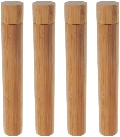 4PCS Travel Bamboo Toothbrush Case - Empty Portable Reusable Toothbrush Tube with Cover for Travel Trip Camping - Personal Tools Container Holder Organizer by JOINPAYA