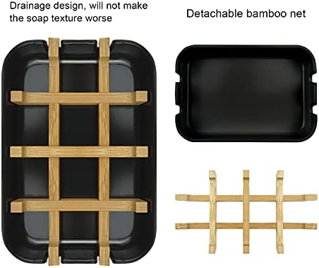 2 Pack Bamboo Soap Dish, Self-Draining Soap Box, Wooden Bamboo Bar Soap Holder for Shower, Bathroom, Kitchen, Bathtub, Bar Sink (White and Black) - Image 6