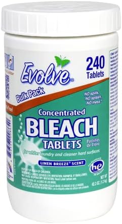 Evolve Concentrated Bleach Tablet Bulk Size 240 Tablets 1 Pack Linen Breeze by Evolve