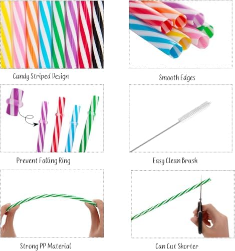 25 PCS Plastic Straws, 9" Reusable Plastic Straws with 1 Brushes, 6 Colors Replacement Drinking for Tumblers, YETI, Jars, Stanley, Starbucks - Image 3