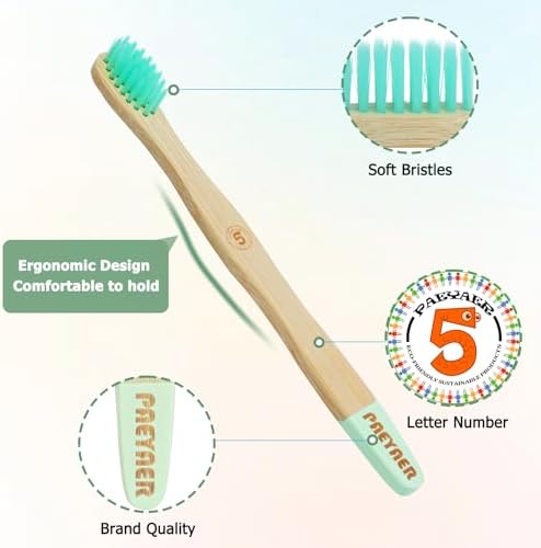 6 Pack Bamboo Kids Toothbrushes - Extra Soft Toothbrush for Kids - Natural Toothbrush Set Designed for Children Ages 3 and Up (Multicolor) - Image 4