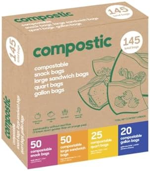 Compostic Compostable Sandwich, Snack, Gallon, Quart Bags Variety, 145 Ct - Image 6