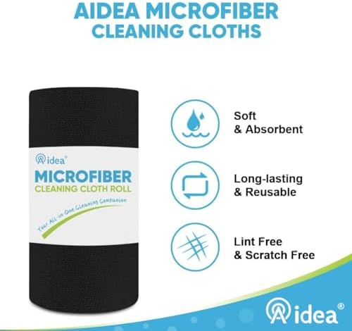 AIDEA Microfiber Cleaning Cloth Roll 55 Sheets, Cleaning Rags Black 11×9" - Image 3