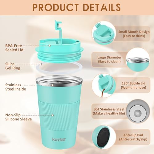 KETIEE Travel Mug 12oz: Vacuum Insulated Coffee Mug with Leakproof Lid - Image 2
