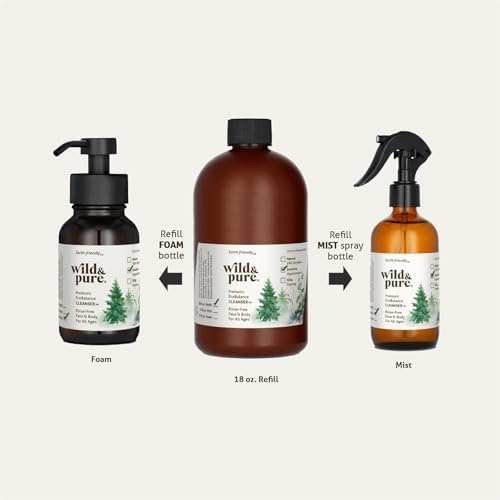 Wild & Pure Sensitive Skin Body Wash Refill (18oz) for Foamers/Spray | Cleanser, Deodorizer, Moisturizer for Face, Hands, Body | pH-Balanced, Microbiome-Friendly | EcoBalance Refillable Skincare - Image 5