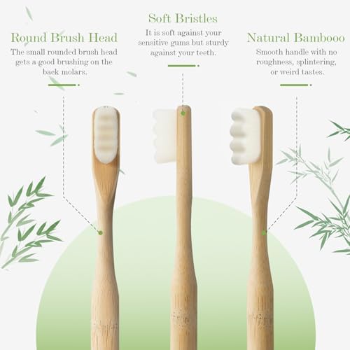Daletu Extra Soft Bamboo Toothbrushes for Sensitive Gums, 20000 Extra Soft Bristle Toothbrushes for Adults, Eco-Friendly, Natural Wooden Organic Micro Nano Bamboo Bristle Toothbrush - 4 Pack - Image 4