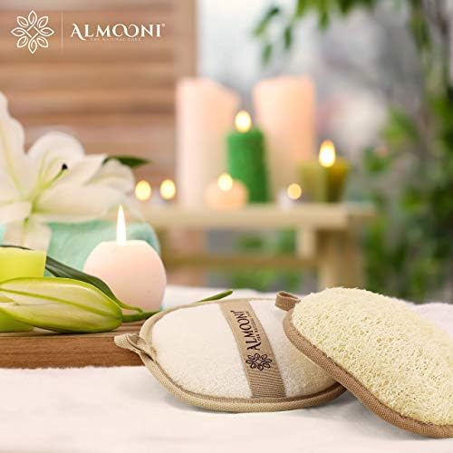 Almooni Natural Loofah Exfoliating Body Scrubber, Shower Sponge 2 Count - Image 7