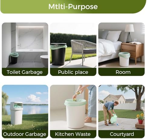 13 Gallon Compostable Trash Bags with Handle-Tie, Thick 0.87 Mil, 49.21 Liter, 30 Bags, Tall Kitchen Food Scrap Waste Bag, ASTM D6400, US BPI and OK Compost Home Certified - Image 2
