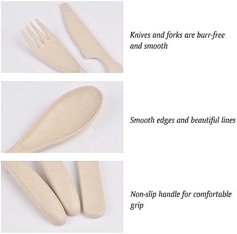 Zoyiancy 21Pcs Wheat Straw Cutlery Set, Beige Reusable Utensil Set - Image 2