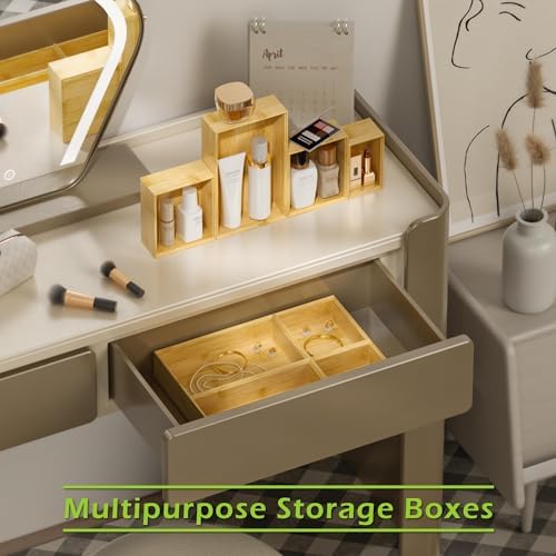 Bamboo Drawer Organizer Boxes, 8-Piece Set for Kitchen & Bathroom - Image 3