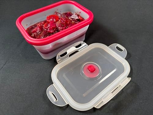 Collapsible Silicone Food Storage Containers - Rectangular Set of 4 with Airtight Snap-Down Plastic Lids - Microwave, Dishwasher, Freezer Safe - Image 5