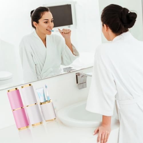 2 Pieces Toothbrush Case, Portable Toothbrush Travel Case Toothbrush Toothpaste Storage Box for Business Camping Travel or Daily Use (Pink+White) - Image 6