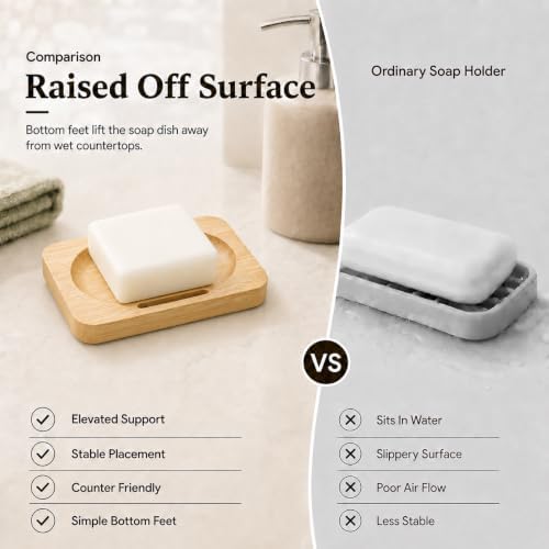 Bamboo Soap Dish, Slatted Bar Soap Holder for Bathroom - Image 6