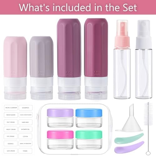 MODENGKONGJIAN 16 Pack Travel Bottles for Toiletries,TSA Approved Silicone Squeezable Travel Shampoo Bottles, 3oz Leak Proof Refillable Toiletry Cosmetic Containers (16PCS/Cranberry) - Image 2