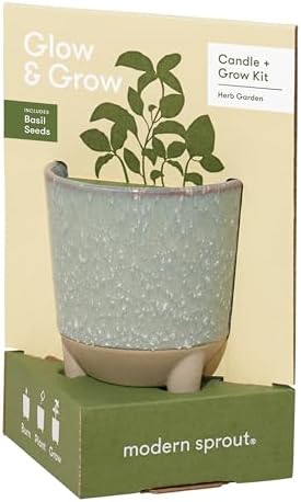 Modern Sprout Glow and Grow Kit - Soy Candle Planter - Grows Basil - 12oz by ModernSprout