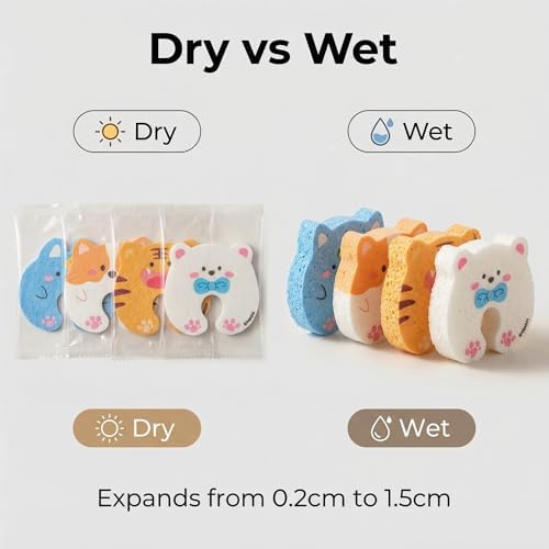 4 Pack Cute Animal Cellulose Sponges - Eco-Friendly Natural Wood Pulp Dish Sponges for Kitchen - Non-Scratch Scrub Pads for Dishes, Pots & Household Cleaning - Aesthetic & Functional Gift - Image 4