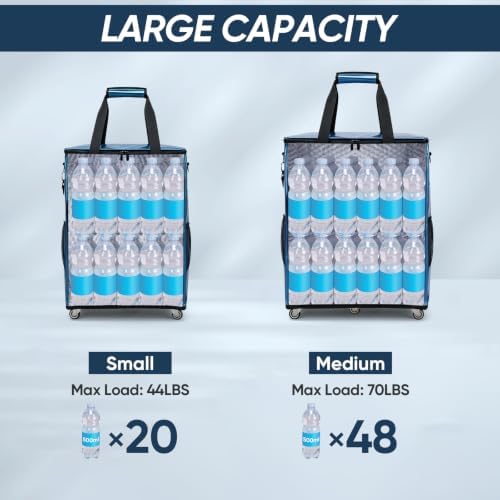 BALEINE Reusable Grocery Bag on Wheels, Foldable Rolling Tote Bag - Image 4