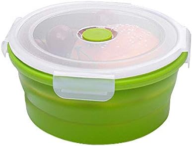 URBEST Collapsible Bowls, Silicone Food Storage Containers with Lids for Camping, Set of 4 Round Silicone Lunch Containers, Microwave and Freezer Safe (greener， 4) - Image 7