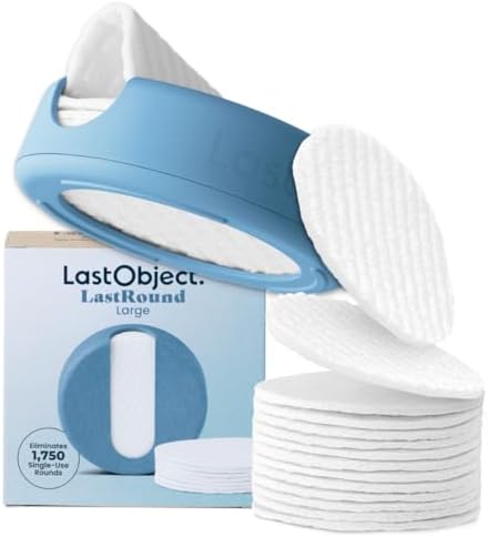LastRound Reusable Makeup Remover Pads - 7 Washable Eco-Friendly Reusable Cotton Rounds for Face - Sustainable & Soft Cotton Face Pads for Facial Cleansing & Eye Makeup Removal - Travel Storage Case by LastObject