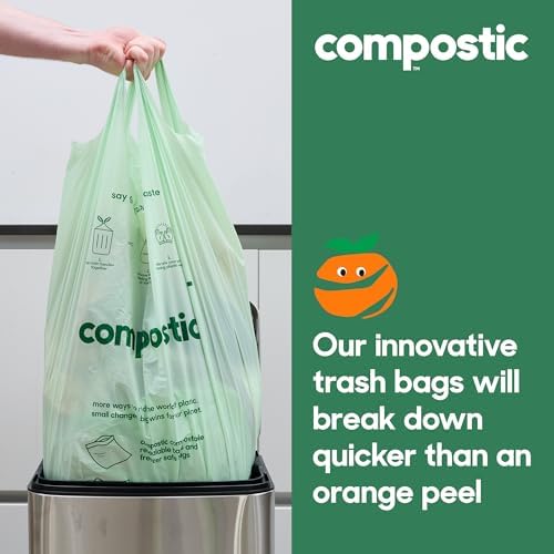Compostic Compostable Trash Bags, 13 Gallon Tall Kitchen (100 Count) Bulk Pack — Extra Strong, Home Compostable, Plant-Based, Non-Toxic, Unscented Garbage Bags (Pack of 2) - Image 5