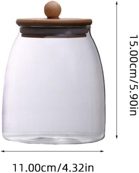 3 Pcs Transparent Food Storage Jars with Wooden Lids Airtight Sealed Canisters for Tea Candy Dried Fruits Kitchen Pantry Organization