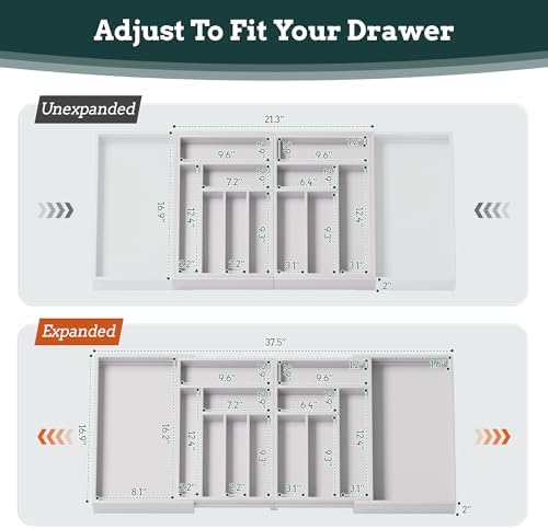 Magnetic Expandable Silverware Drawer Organizer, 13 Slots Utensil White - Image 4