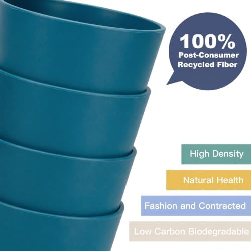 Wrova Wheat Straw Cups 6 PCS Good Alternative to Plastic Reusable Cups 12 oz Unbreakable Drinking Cup Reusable Dishwasher Safe Water Plastic Glasses Navy Blue - Image 5