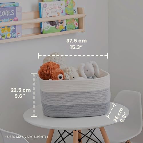 OrganiHaus Cotton Rope Baskets for Shelves, Set of 3, 15x9x10 - Image 2
