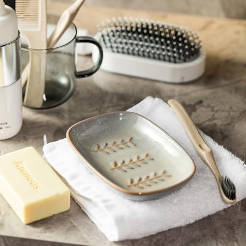 Miamolo Ceramic Soap Dish Soap Holder, Soap Lift for Bar Soap Sponge, Shower Soap Dishes for Bathroom Kitchen Counter Soap Saver Tray Keep Dry, Dishwasher Safe (Pack of 2) - Image 6