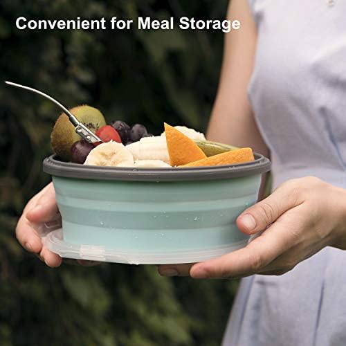 ColorCoral Collapsible Camping Bowl with Lid & Fork Silicone 42oz,2-Pack - Image 6