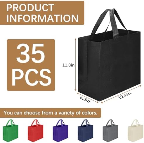 Reusable Grocery Bags 12.6 * 6.3 * 11.8 in - Non Woven Totes Bag with Reinforced Handles, Shopping Bags Bulk - Image 2
