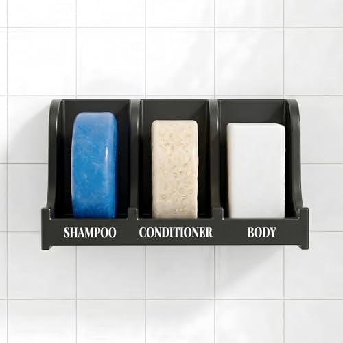 Soap Holder for Shower Wall, 3-Compartment Soap Dish [Patent Pending] by HighHerz