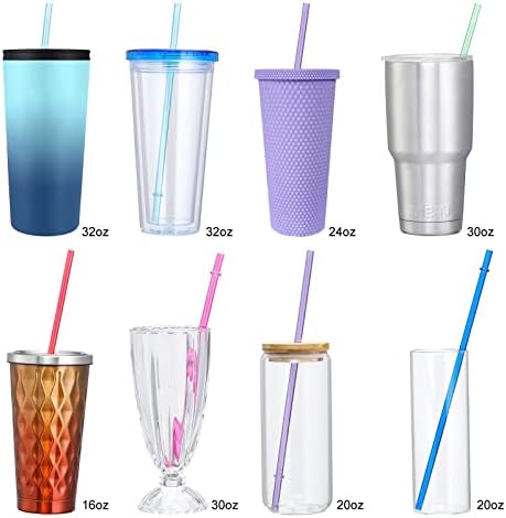 24 PCS, Reusable Straws with 4 Brushes, 10.5" Long Tritan Hard Plastic Straws, 12 Colors Translucent Replacement Drinking for 16OZ-32 OZ Tumblers, Cups, Jars, Stanley, YETI, Starbucks, BPA Free - Image 4