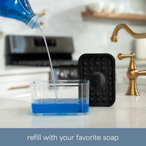 S&T INC. Dish Soap Dispenser and Sponge Holder, Matte Black - Image 3