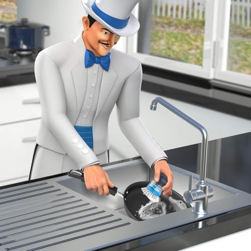 MR.SIGA Soap Dispensing Palm Brush, 2 Pack, Navy/Blue - Image 2