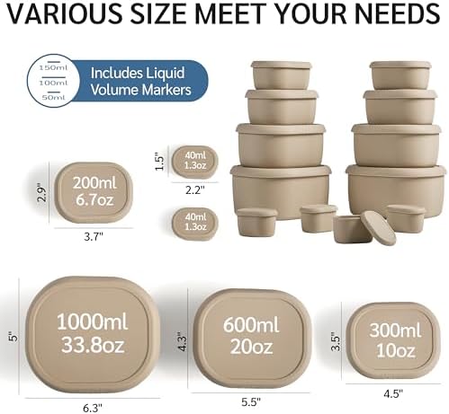 ISSEVE 12Pcs/Set Nesting Silicone Food Storage Containers with Lids - Image 4