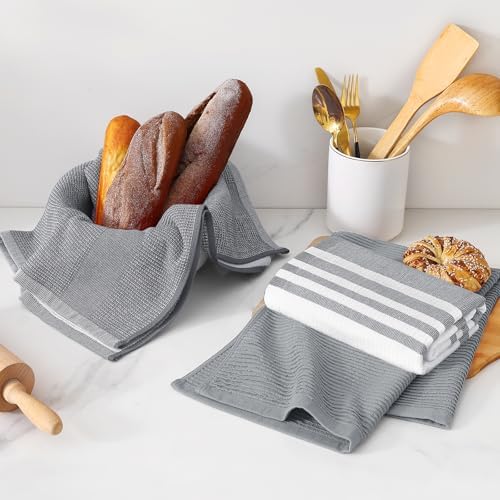 Homaxy Cotton 380 GSM Premium Kitchen Towels, 18"x 28", 12 Pack, Grey - Image 6