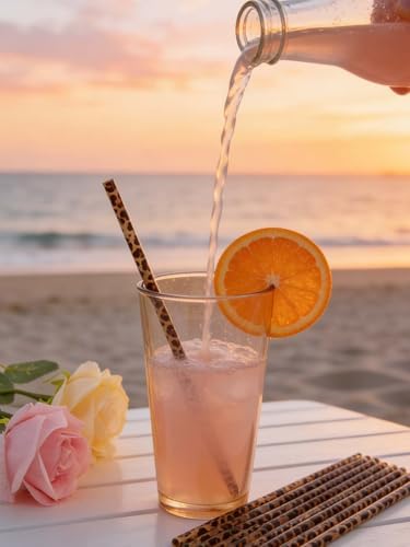 10 Pcs Reusable Leopard Straws Drinking Straw with Cleaning Brush - Image 2